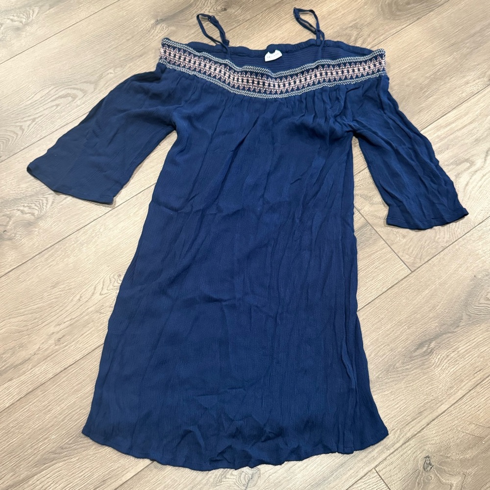 Navy Off-Shoulder Bathing Suit Coverup